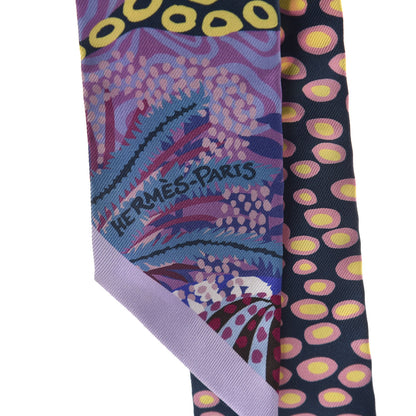 Hermes Silk Under The Waves Twilly Mauve Marine Jaune 5 of 5
