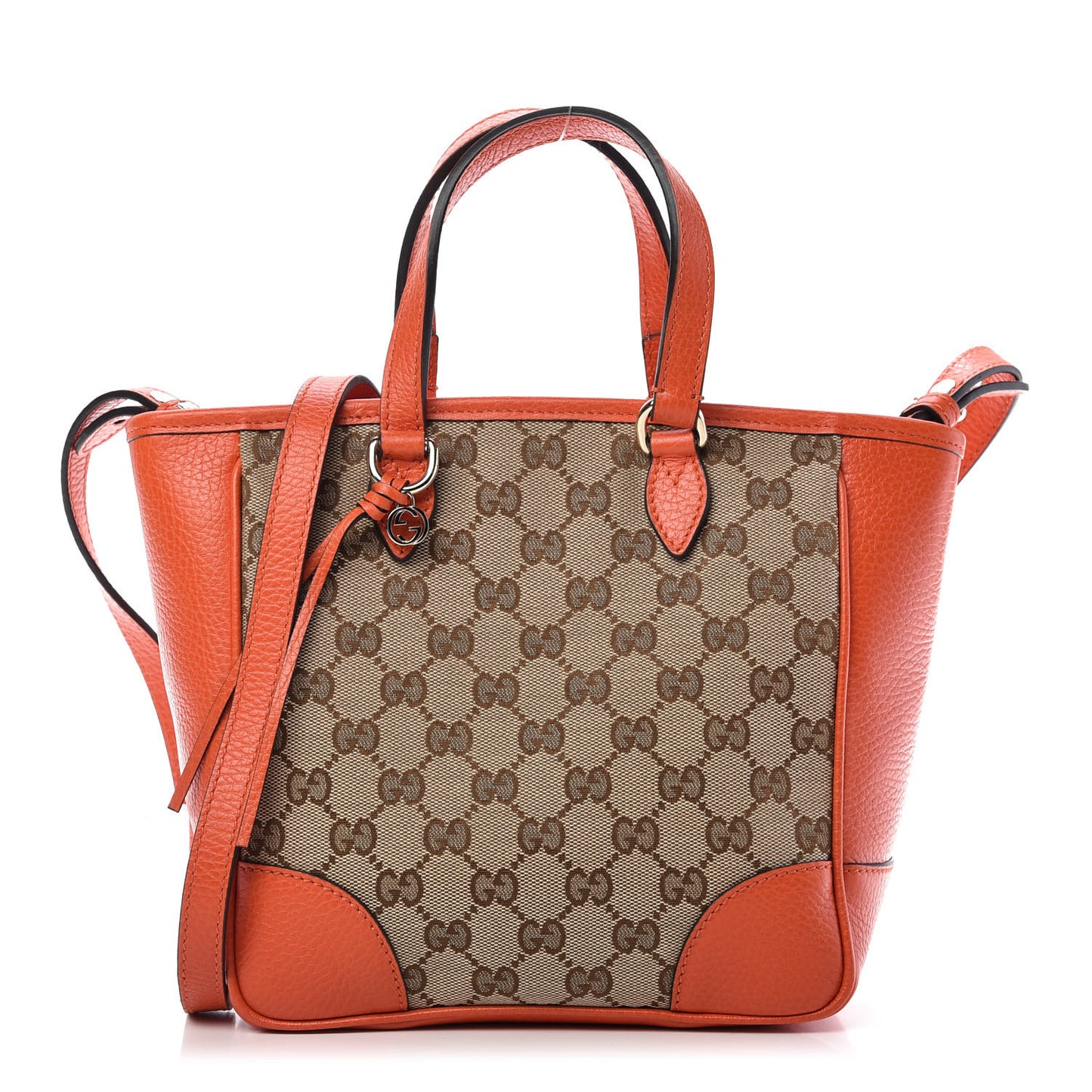 Monogram Dollar Calfskin Small Bree Tote Beige Ebony Sun Orange