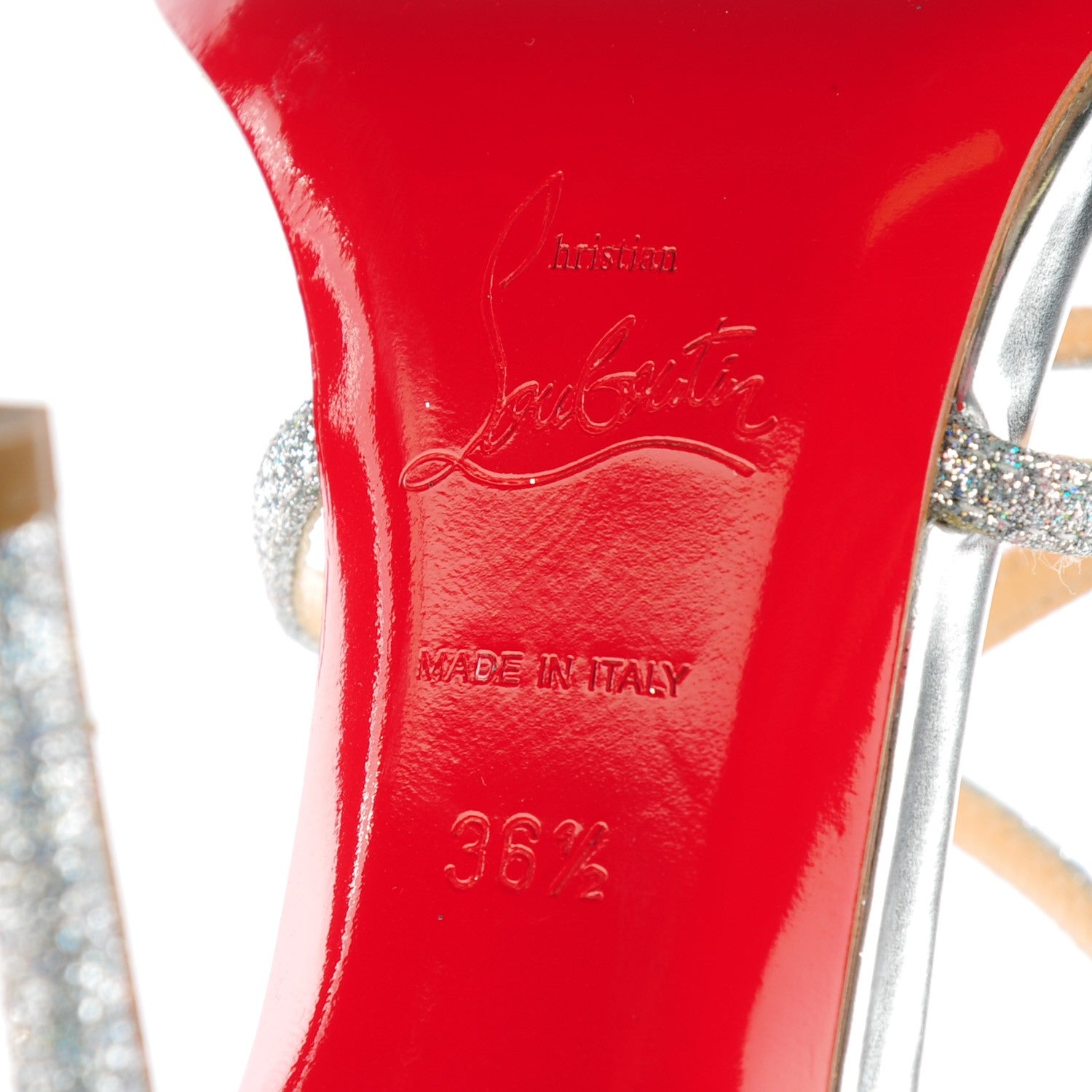 Christian Louboutin Glitter Gwynitta 100 Sandals 36.5 Silver 7 of 8
