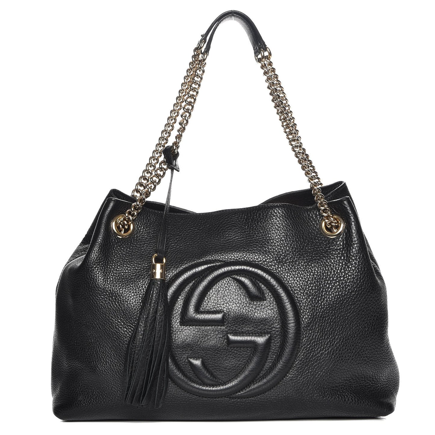 Pebbled Calfskin Medium Soho Chain Shoulder Bag Black