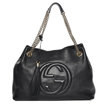 Gucci Pebbled Calfskin Medium Soho Chain Shoulder Bag Black 1 of 10