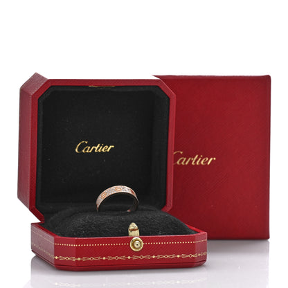 Cartier 18K Pink Gold Diamond 4mm LOVE Wedding Paved Band Ring 55 7.25 5 of 5