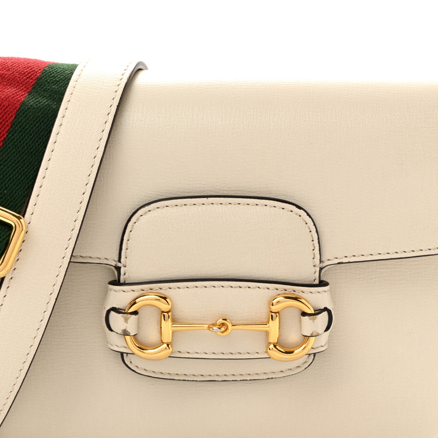 Gucci Azalea Calfskin Web Mini Horsebit 1955 Shoulder Bag Mystic White 8 of 14