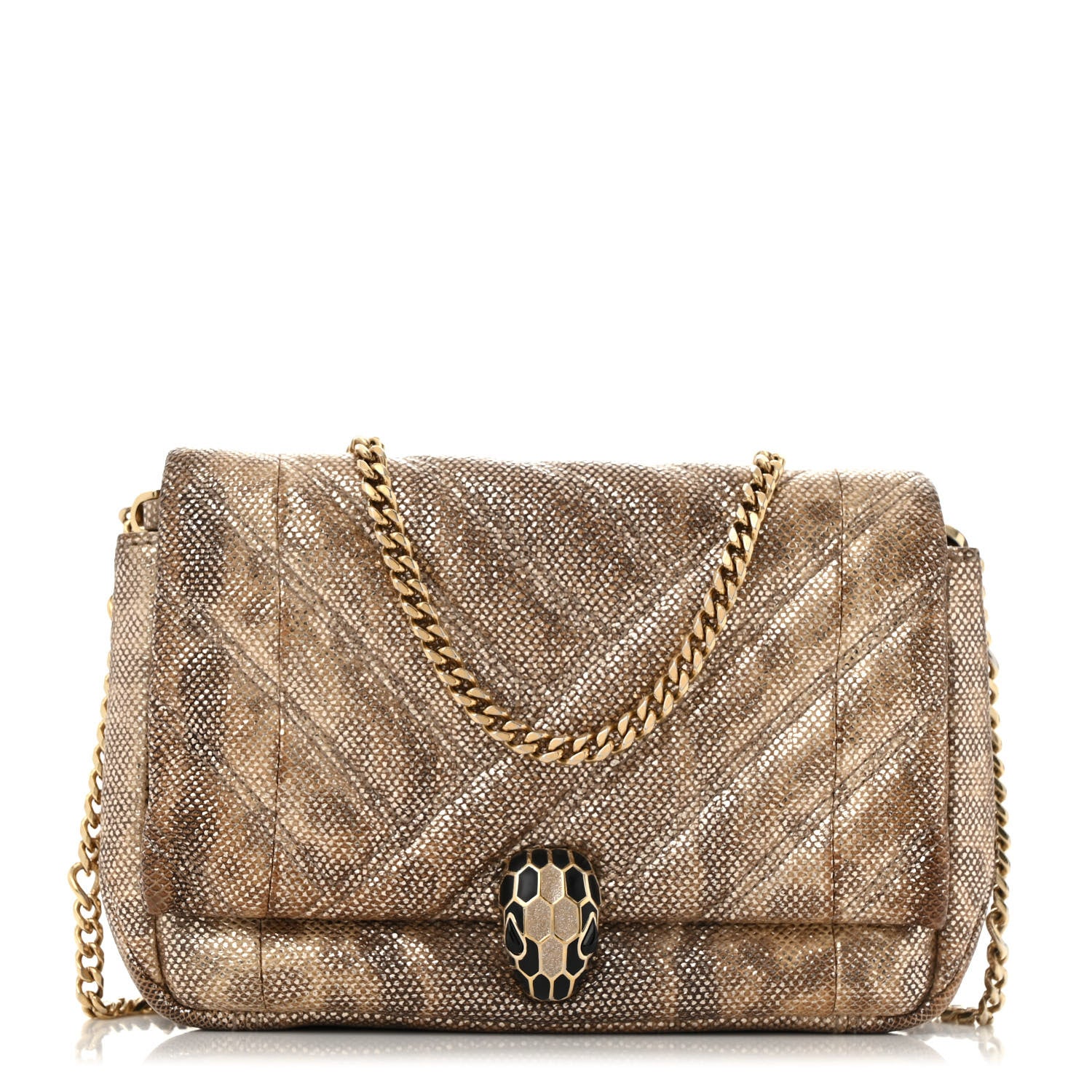 Bulgari Metallic Karung Matelasse Mini Serpenti Cabochon Crossbody Gold 1 of 13