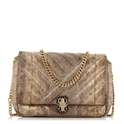 Bulgari Metallic Karung Matelasse Mini Serpenti Cabochon Crossbody Gold 1 of 13