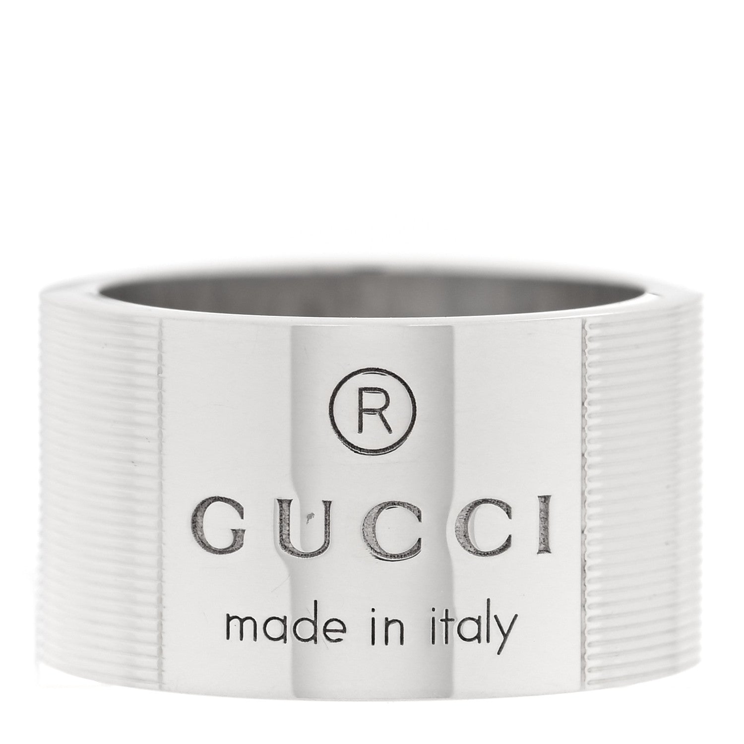 Gucci Sterling Silver 12mm Trademark Wide Band Ring 54 6.75 1 of 4