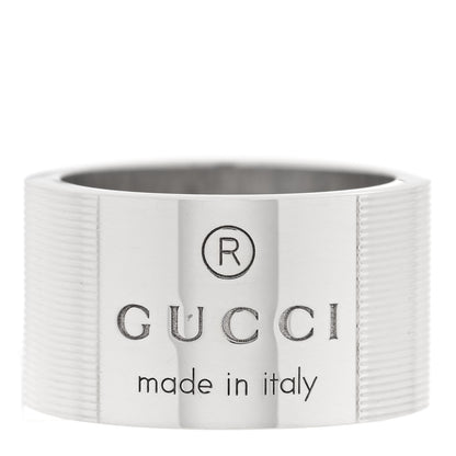 Gucci Sterling Silver 12mm Trademark Wide Band Ring 54 6.75 1 of 4
