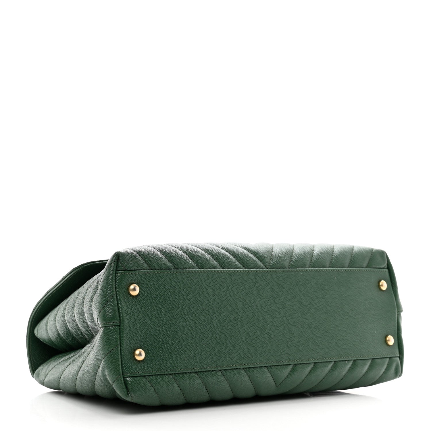 Chanel Caviar Chevron Quilted Medium Coco Handle Flap Green 4 of 12