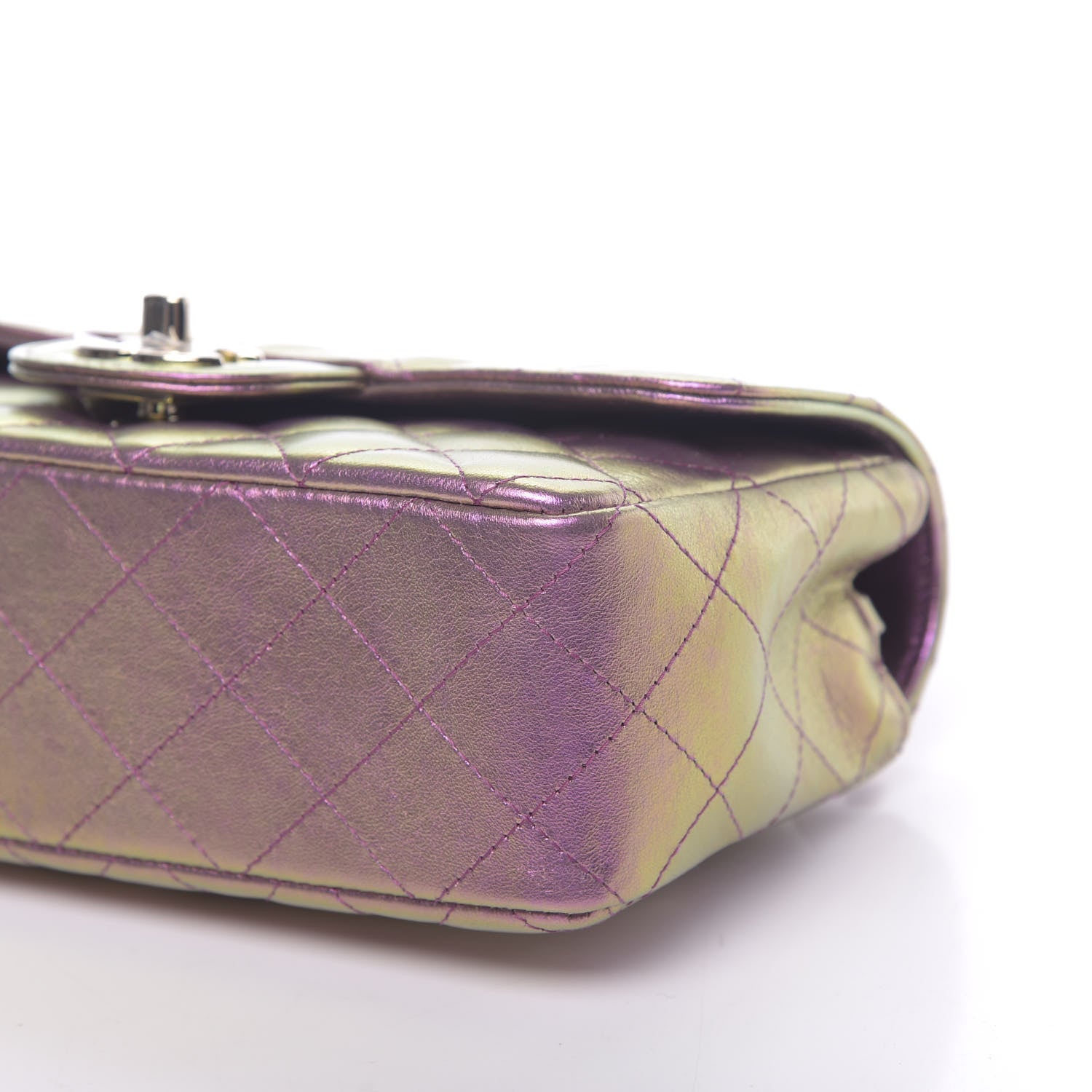 Chanel Iridescent Lambskin Quilted Mini Rectangular Flap Purple 9 of 10