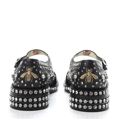 Gucci Calfskin Crystal Studded Womens Queercore Brogue Monk Strap Loafers 37.5 Black 5 of 10