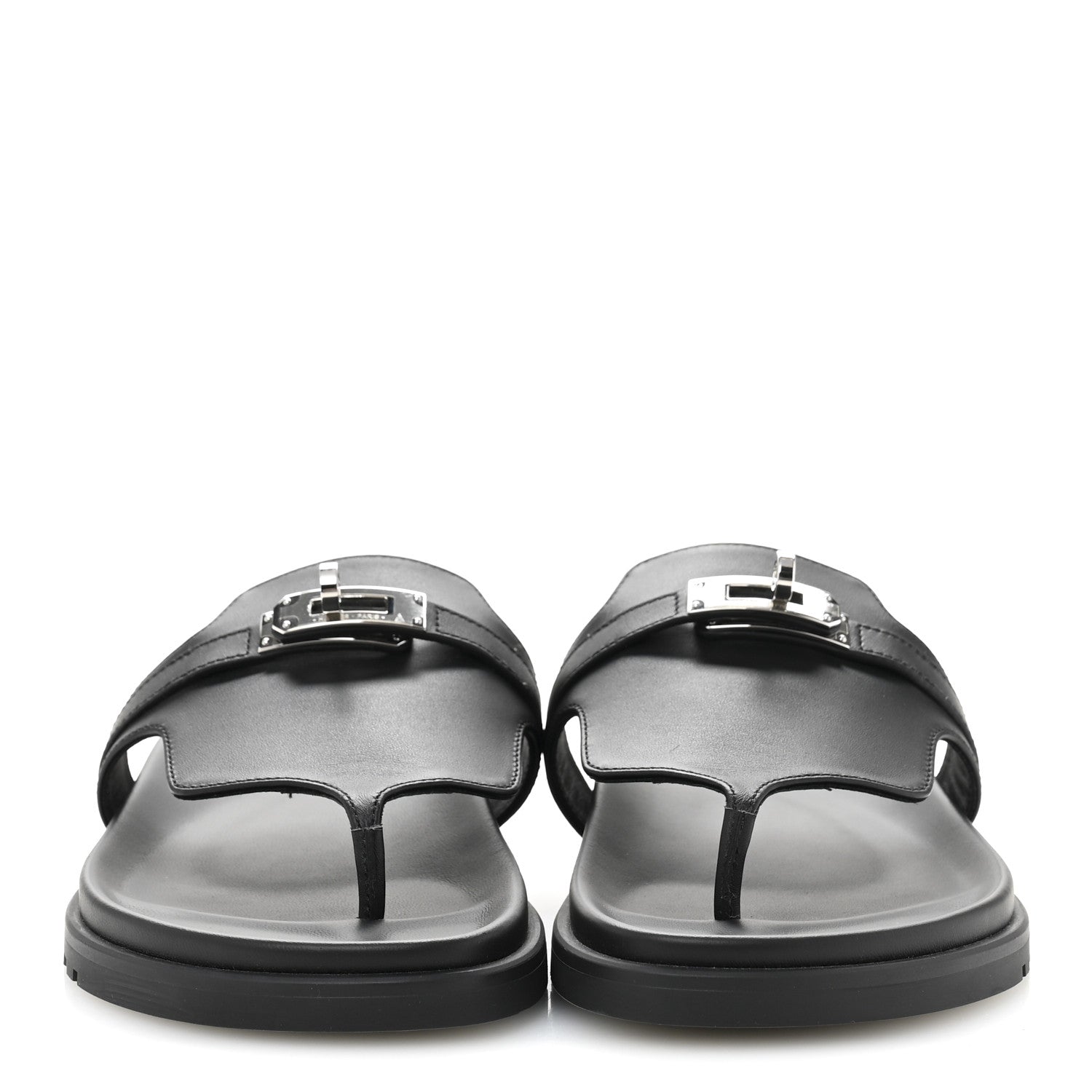 Hermes Calfskin Womens Empire Sandals 37.5 Black 3 of 9