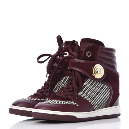 Louis Vuitton Calfskin Suede Postmark Wedge Sneakers 37.5 Bordeaux 2 of 14