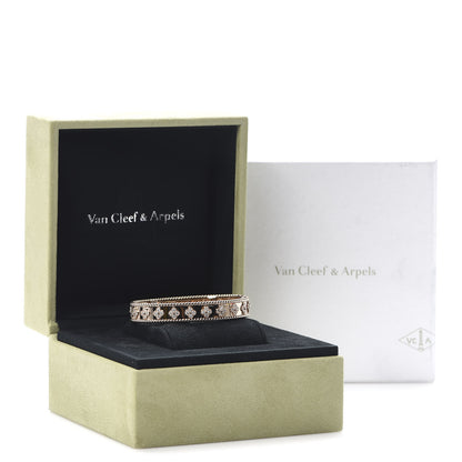 Van Cleef & Arpels 18K Rose Gold Diamond Perlee Clovers Bangle Bracelet M 5 of 7