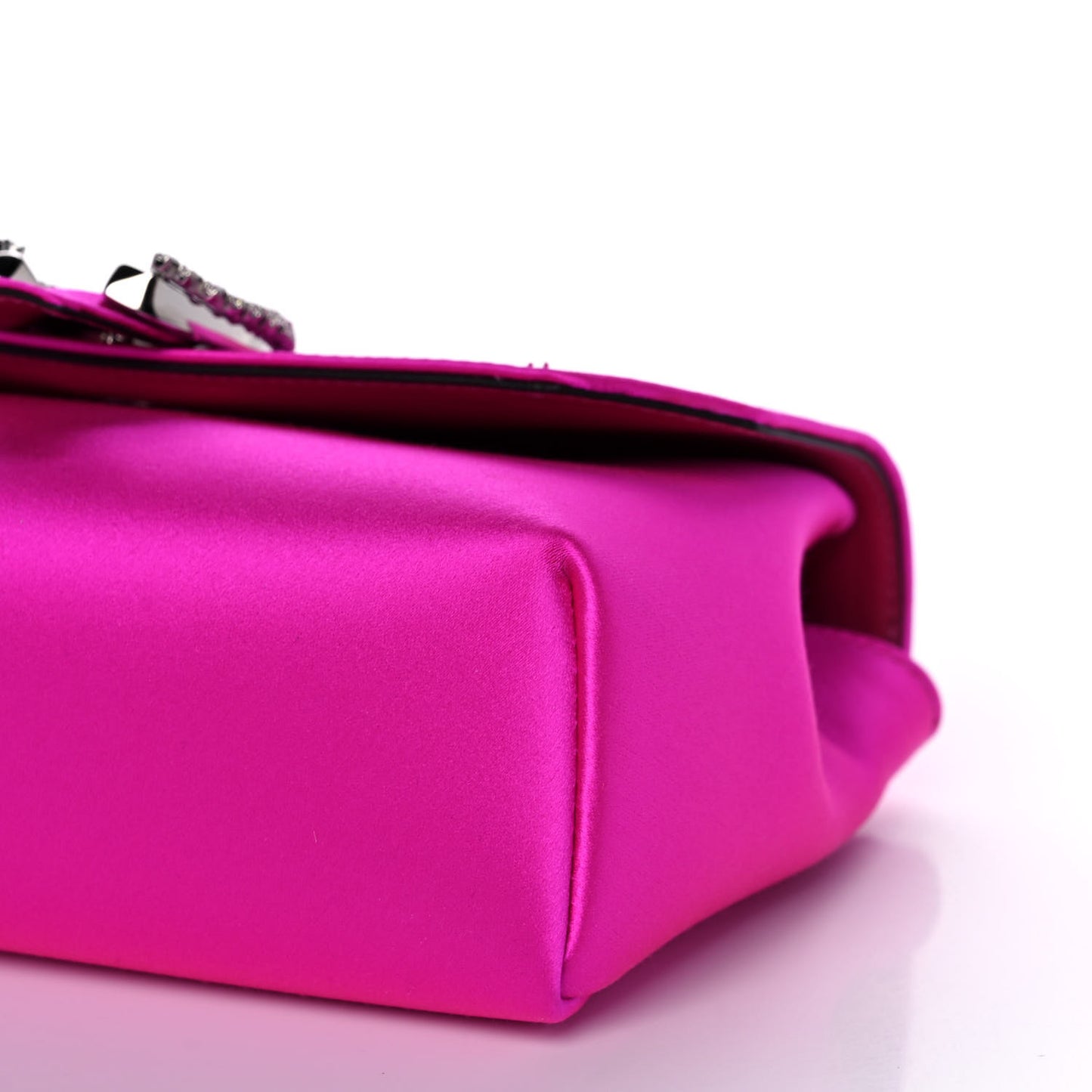 Satin Crystal Embellished Madeline Clutch Fuchsia
