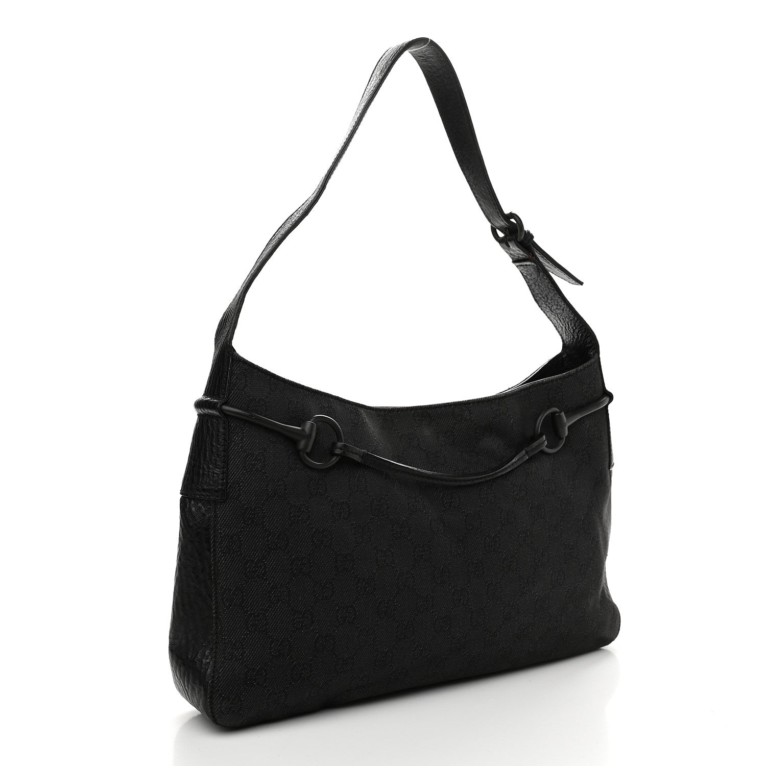 Gucci Monogram Canvas Horsebit Drawstring Hobo Dark Brown 3 of 10