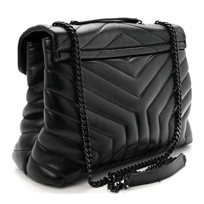 Saint Laurent Calfskin Y Quilted Monogram Medium Loulou Chain Satchel Black 3 of 9