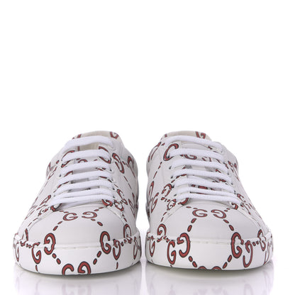 Gucci Calfskin GucciGhost Print Mens Ace Sneakers 8 White Hibiscus Red 3 of 11