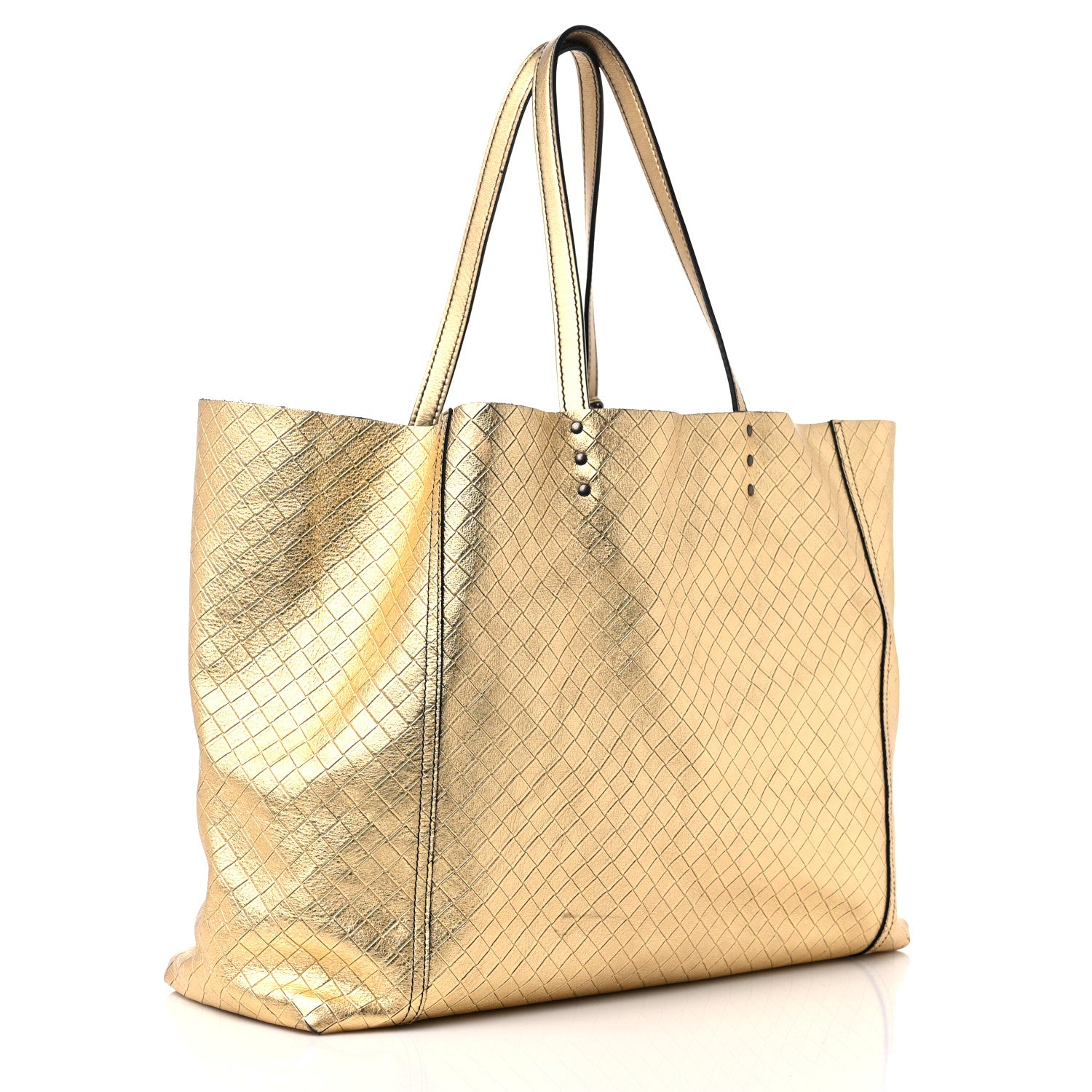 Bottega Veneta Calfskin Intrecciomirage Large Tote Gold 3 of 12