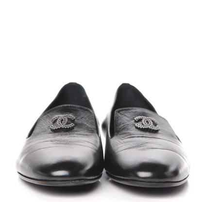 Chanel Lambskin CC Mocassin Loafers 37.5 Black 2 of 14