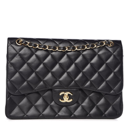 Chanel Lambskin Quilted Jumbo Double Flap Black 3 of 10