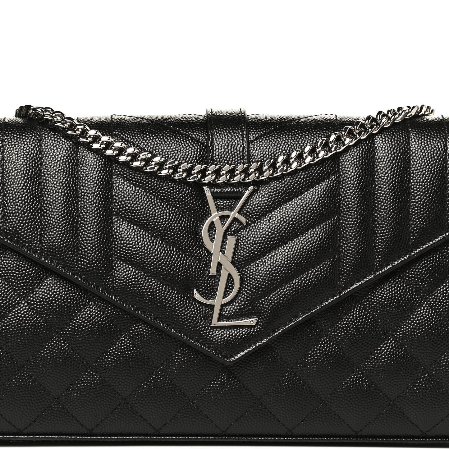 Grain De Poudre Mixed Matelasse Triquilt Monogram Chain Wallet Black