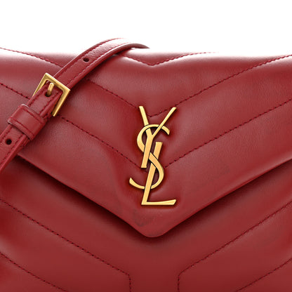 Saint Laurent Calfskin Y Quilted Monogram Toy Loulou Monogram Crossbody Bag Red 8 of 11
