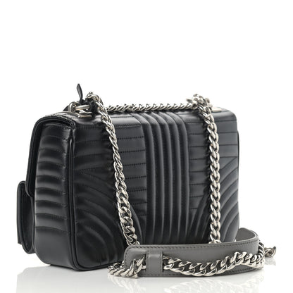 Prada Soft Calfskin Impunture Diagramme Medium Chain Flap Shoulder Bag Black 3 of 12