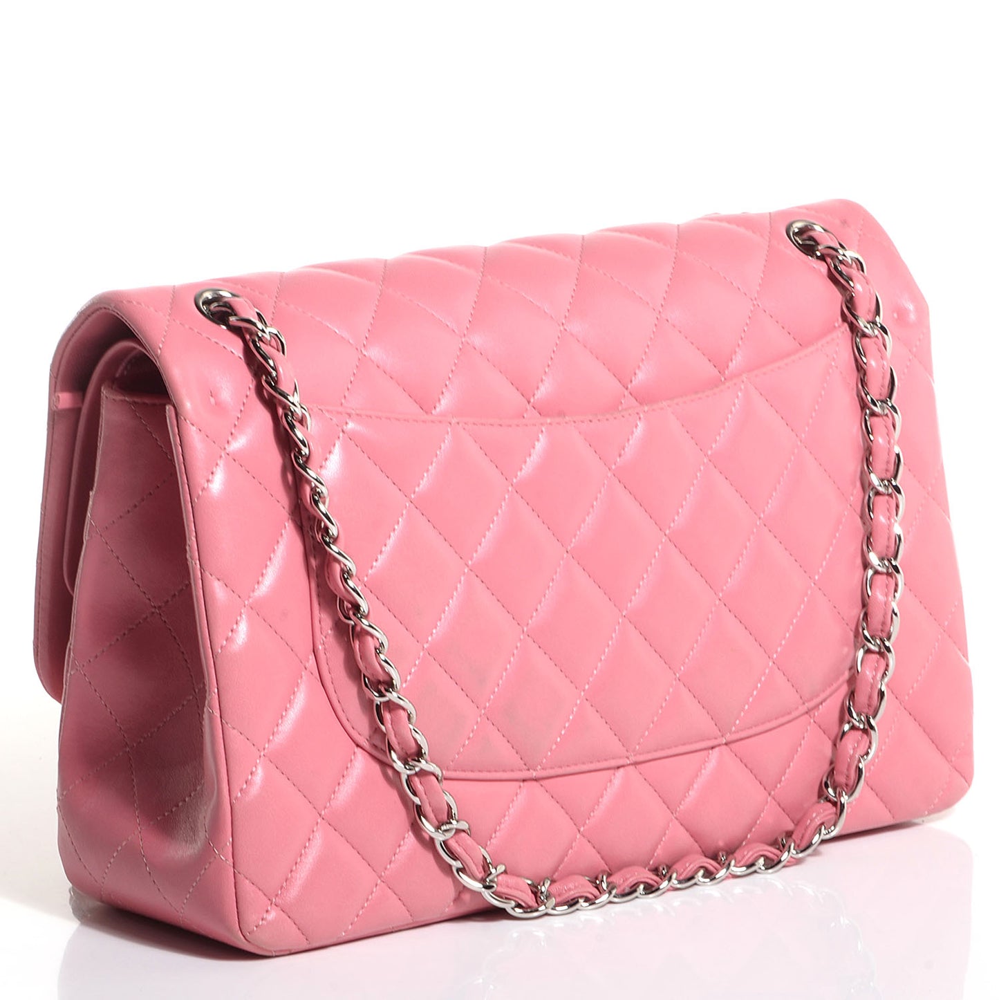 Lambskin Quilted Jumbo Double Flap Pink
