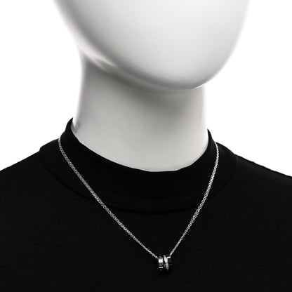 Cartier 18K White Gold Ceramic Diamond Three Ring LOVE Necklace 2 of 5
