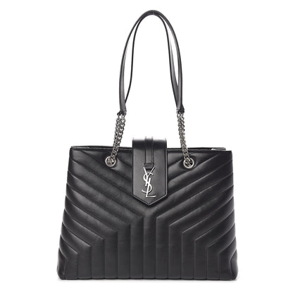 Saint Laurent Calfskin Y Quilted Monogram Large Loulou Shopper Black 1 of 10
