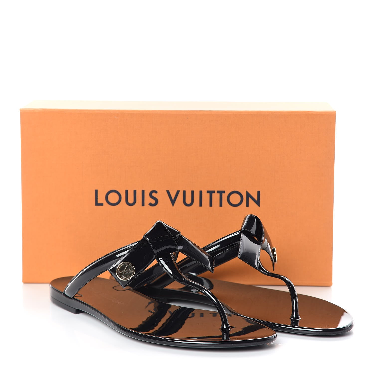 Louis Vuitton Patent Seastar Thong Sandals 38 Black 10 of 10