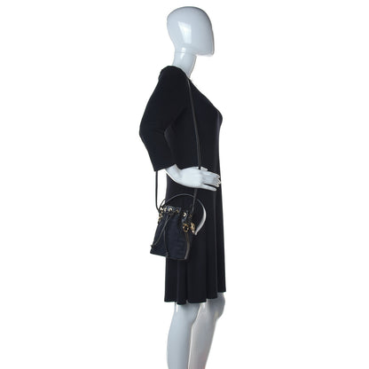 Fendi Canvas Vitello King F is Fendi FF Embroidered Mini Mon Tresor Bucket Bag Black 2 of 16