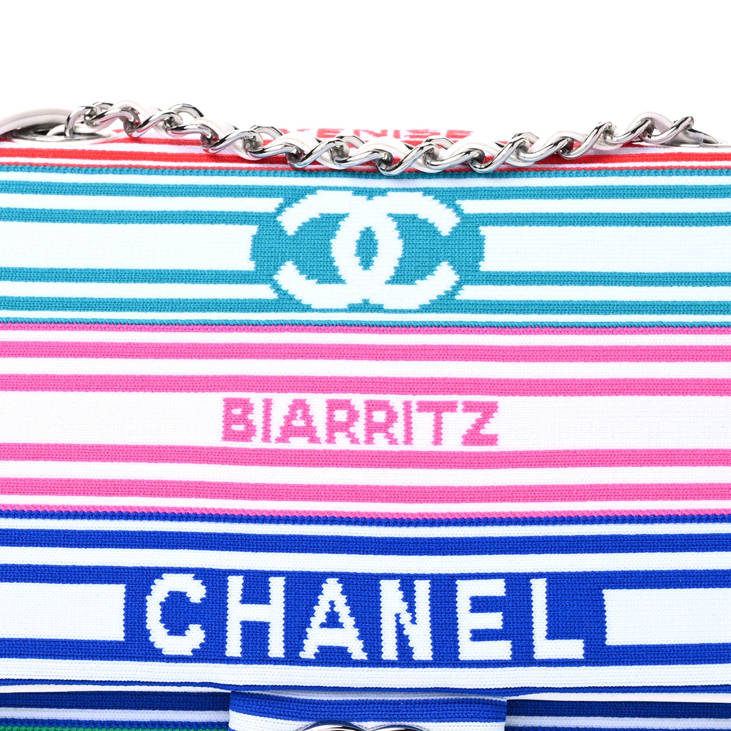 Mixed Fibers Lambskin Venise Biarritz Flap Bag Multicolor White
