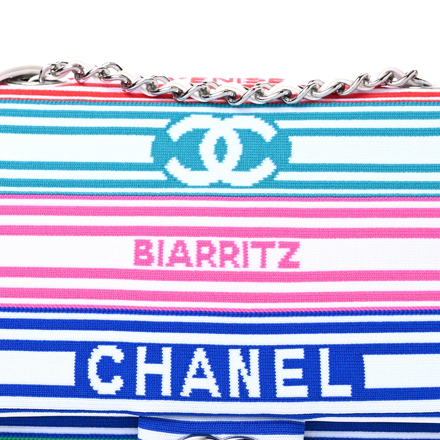 Chanel Mixed Fibers Lambskin Venise Biarritz Flap Bag Multicolor White 8 of 10
