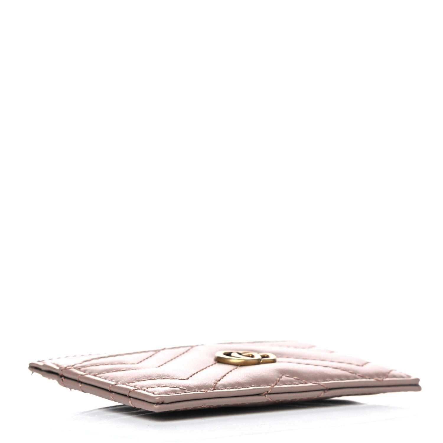 Gucci Calfskin Matelasse GG Marmont Card Holder Porcelain Rose 3 of 4