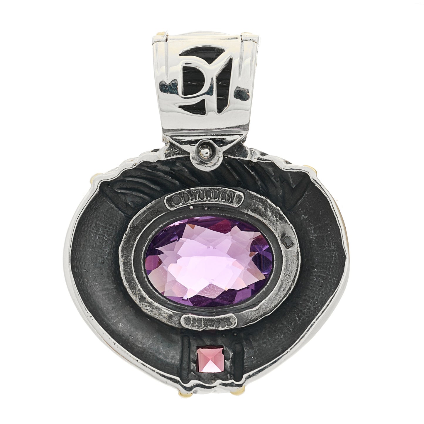 Sterling Silver 14K Yellow Gold Amethyst Garnet Pendant