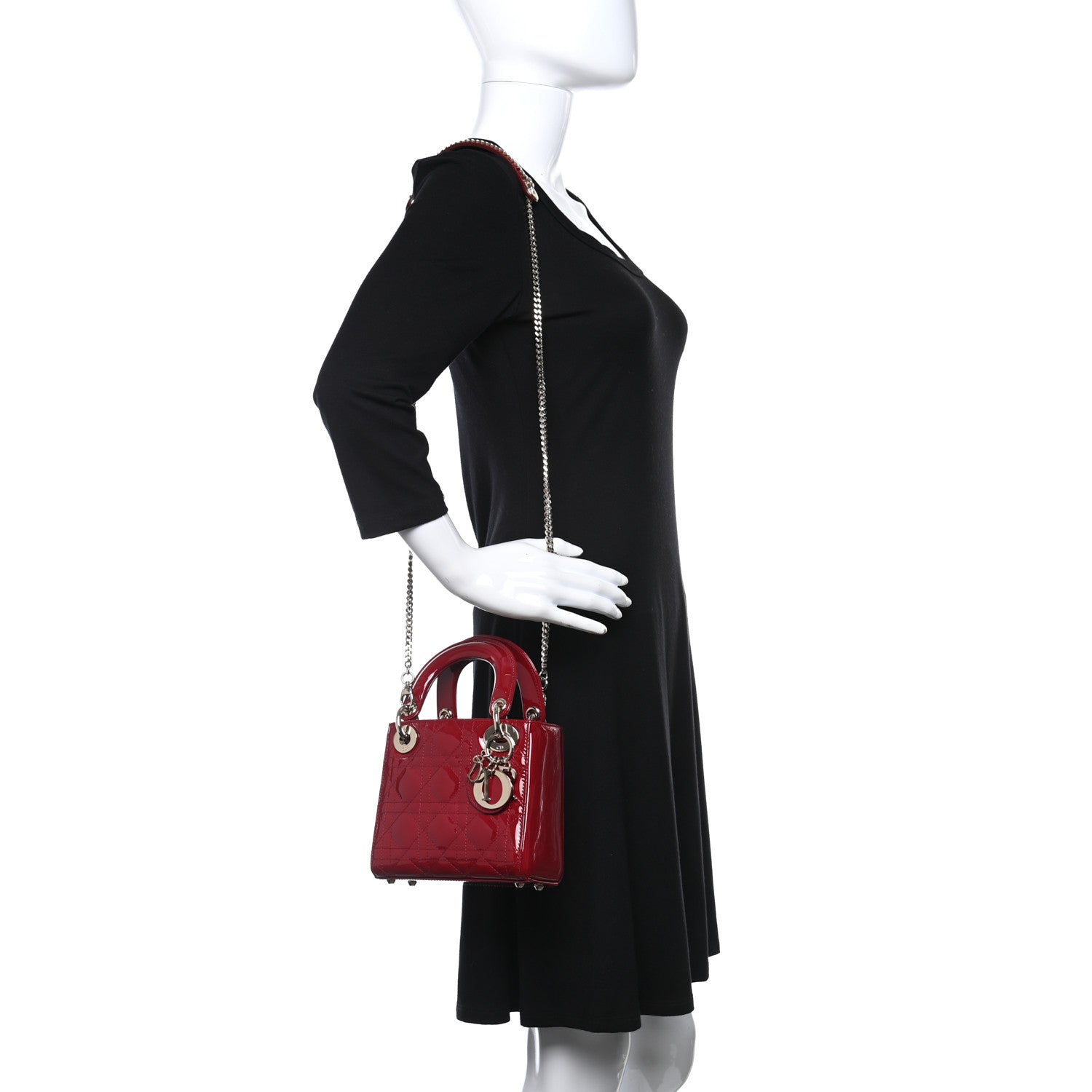 Christian Dior Patent Cannage Mini Lady Dior Red 2 of 13