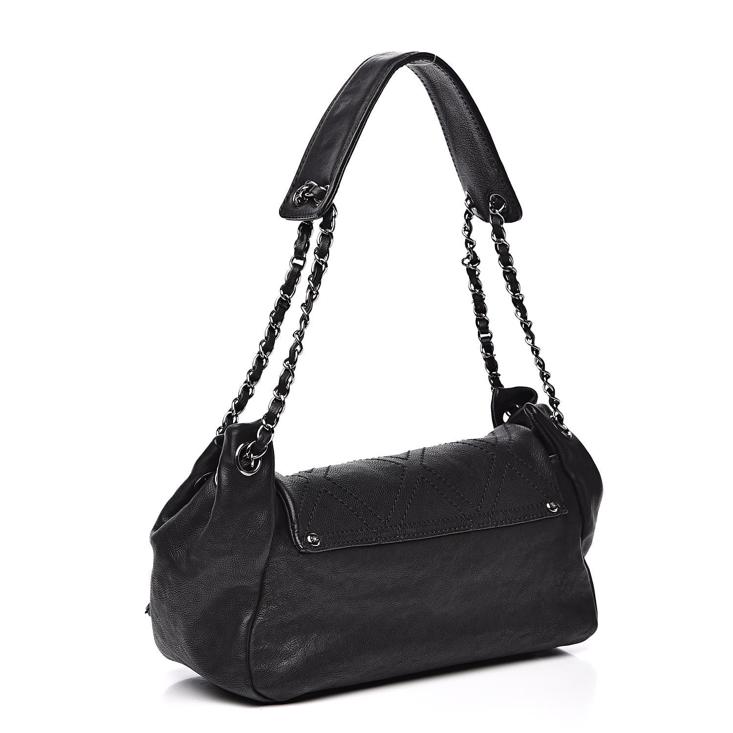 Chanel Calfskin Diamond Stitch Accordion Flap Black 3 of 10