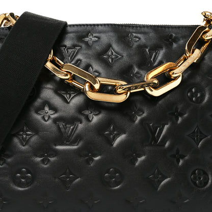 Louis Vuitton Lambskin Embossed Monogram Coussin MM Black 6 of 8