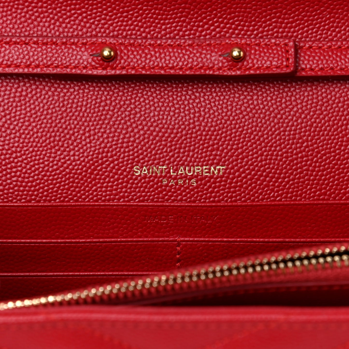 Grain De Poudre Matelasse Chevron Monogram Chain Wallet New Red