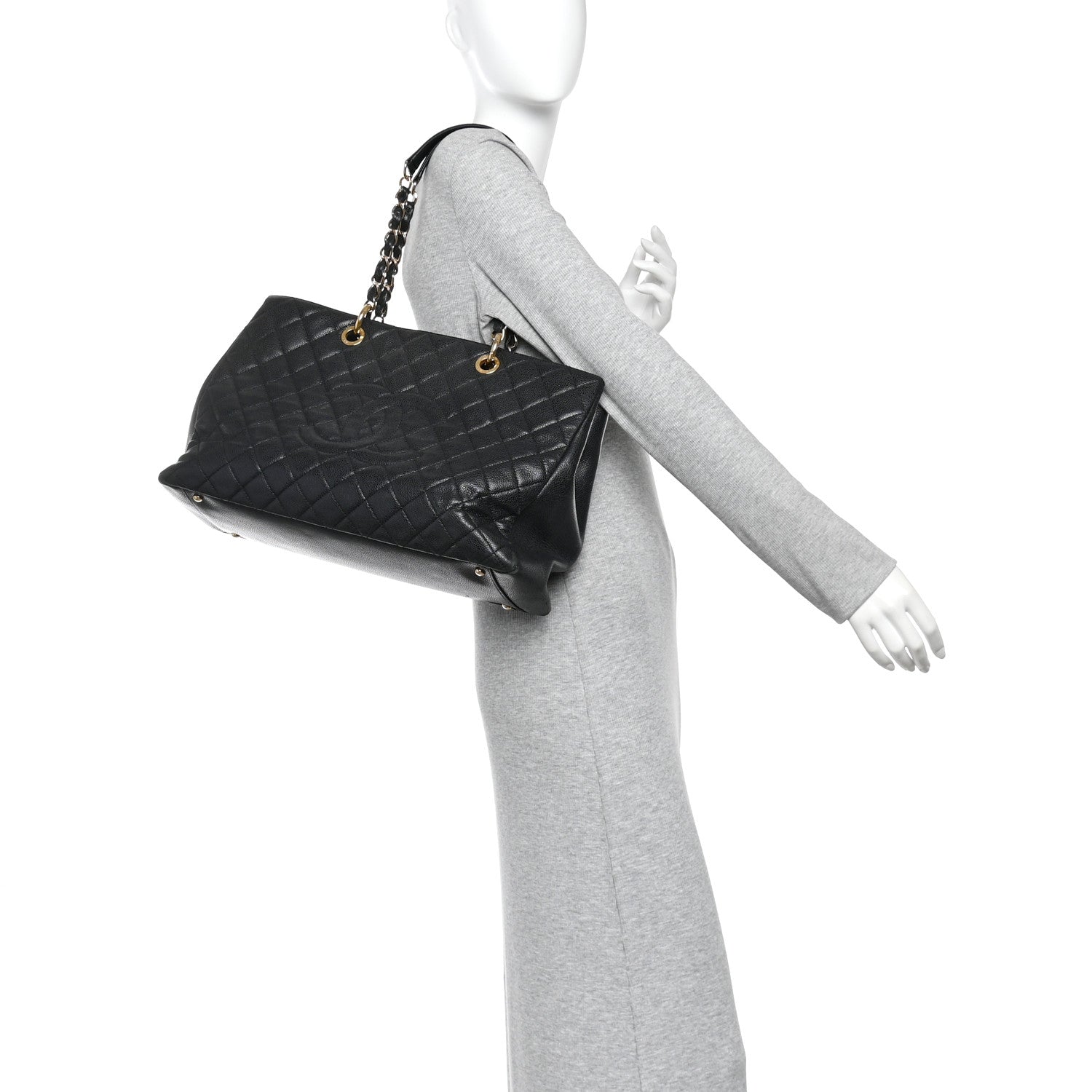 Chanel Caviar Quilted XL Grand Shopping Tote GST Black 2 of 16