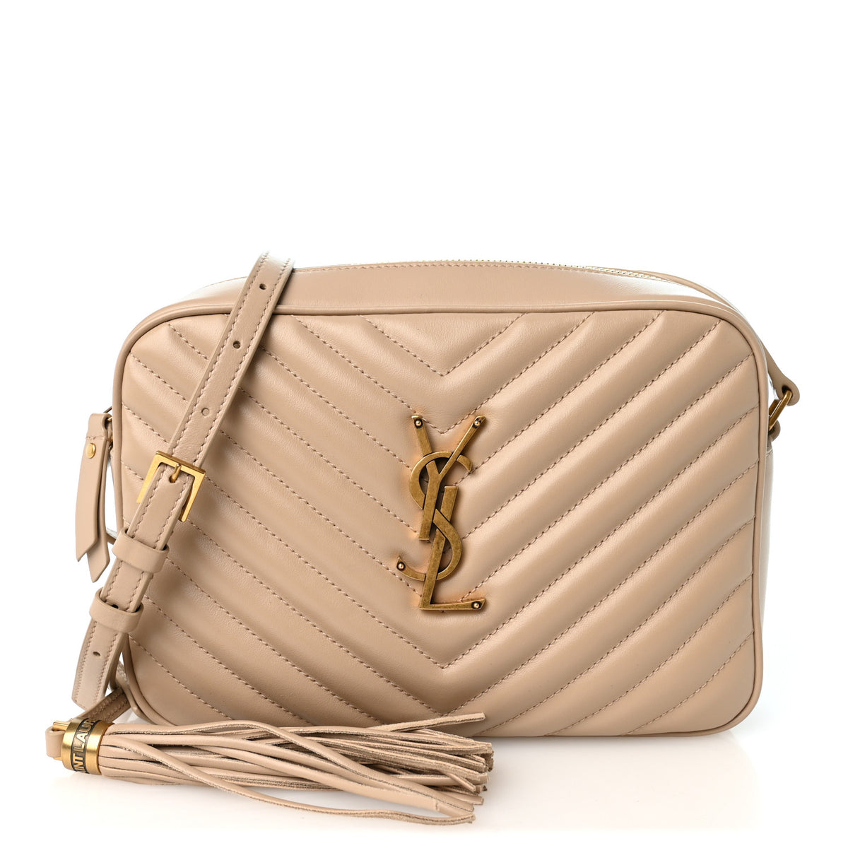 Saint Laurent Calfskin Matelasse Monogram Lou Camera Bag Dark Beige 1 of 10