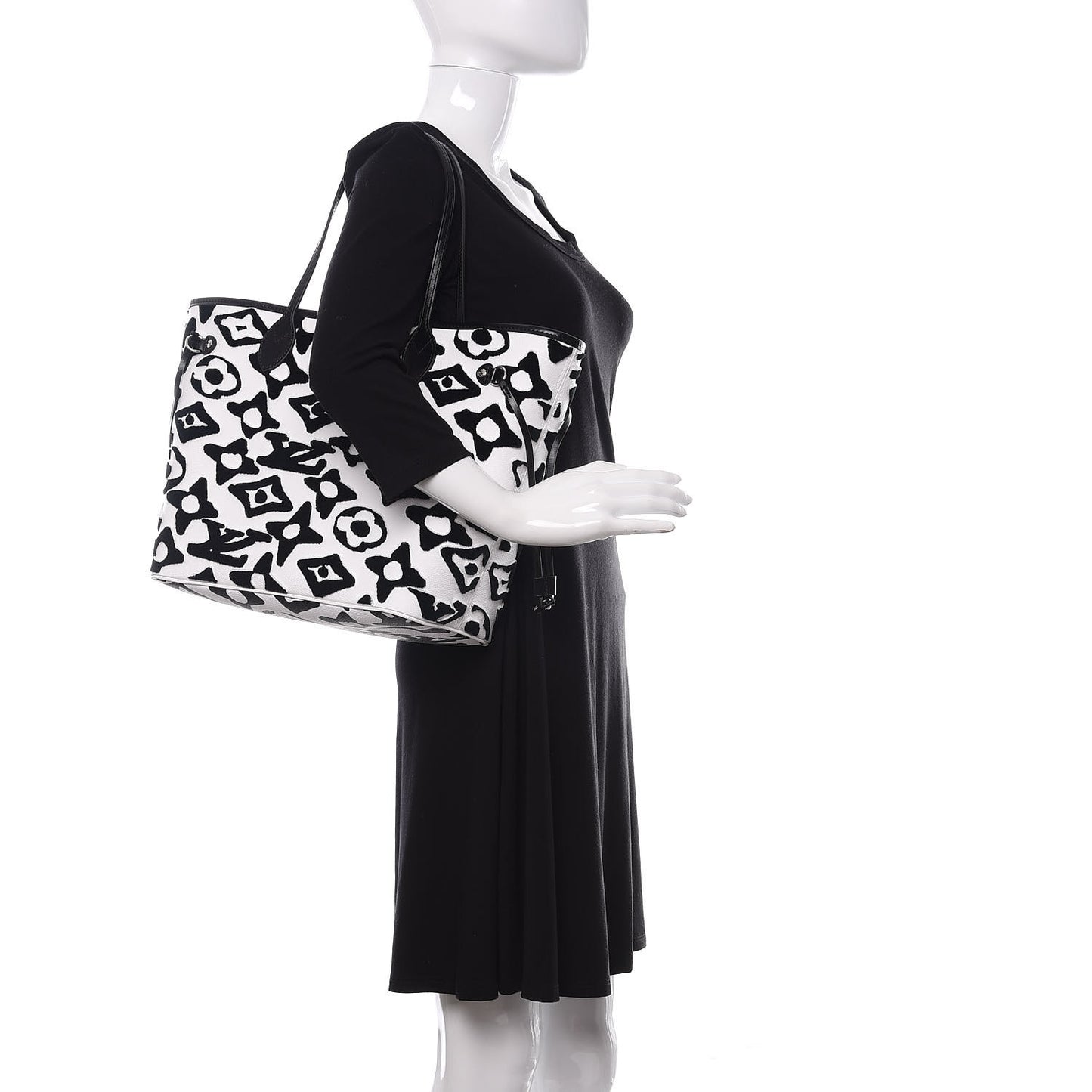 X UF Tufted Monogram Neverfull MM Black White
