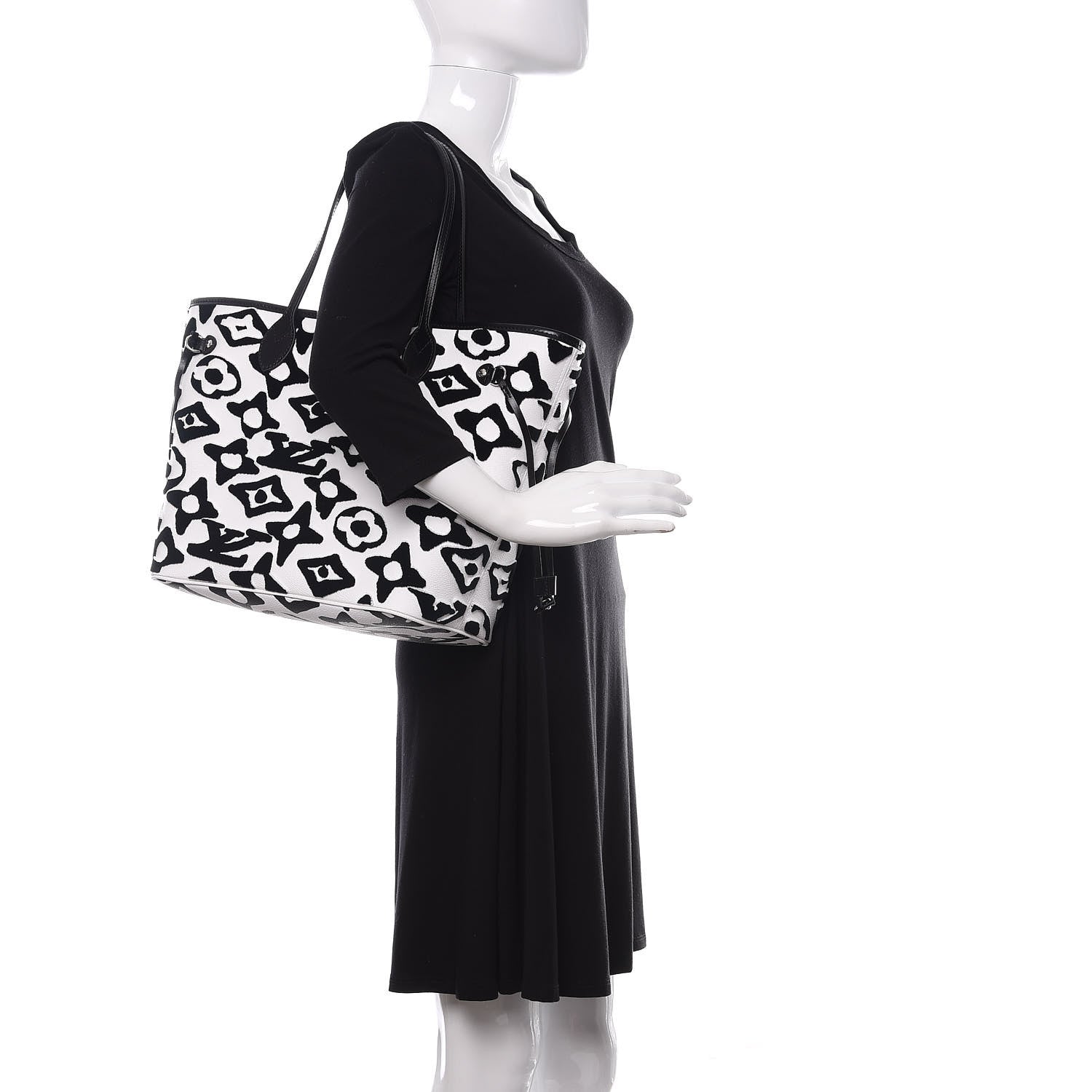 Louis Vuitton X UF Tufted Monogram Neverfull MM Black White 2 of 11
