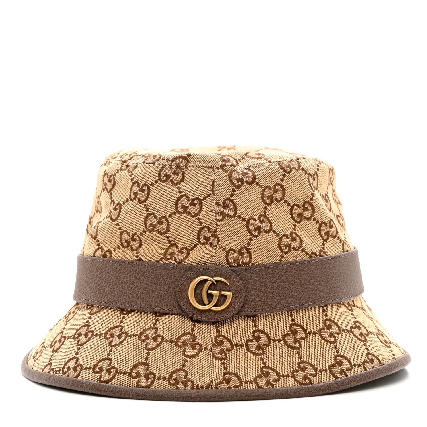 Gucci Monogram Textured Dollar Calfskin GG Jago Bucket Hat M Cacao Beige 3 of 9