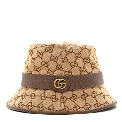 Gucci Monogram Textured Dollar Calfskin GG Jago Bucket Hat M Cacao Beige 3 of 9