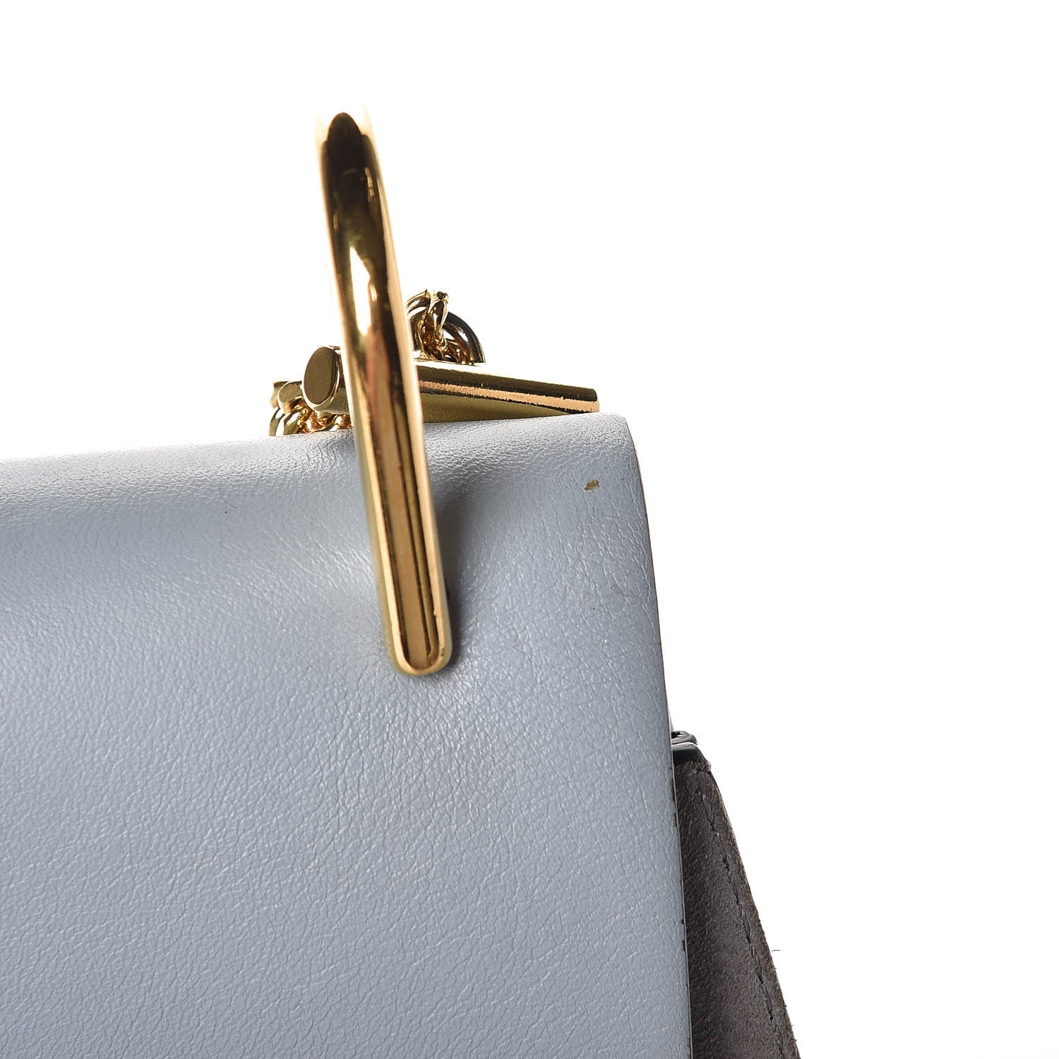 Chloe Suede Smooth Calfskin Drew Shoulder Bag Fresh Blue 9 of 10
