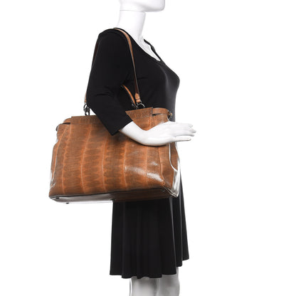 Fendi Watersnake Large Peekaboo Iconic Satchel Brown 2 of 12