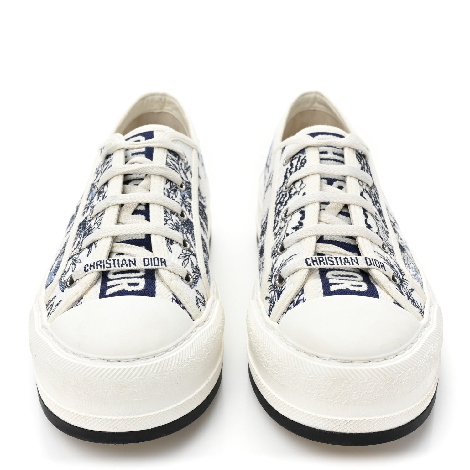 Christian Dior Canvas Le Soleil Embroidered Womens Walk Dior Low Top Sneakers 39.5 Blue Off White 2 of 10
