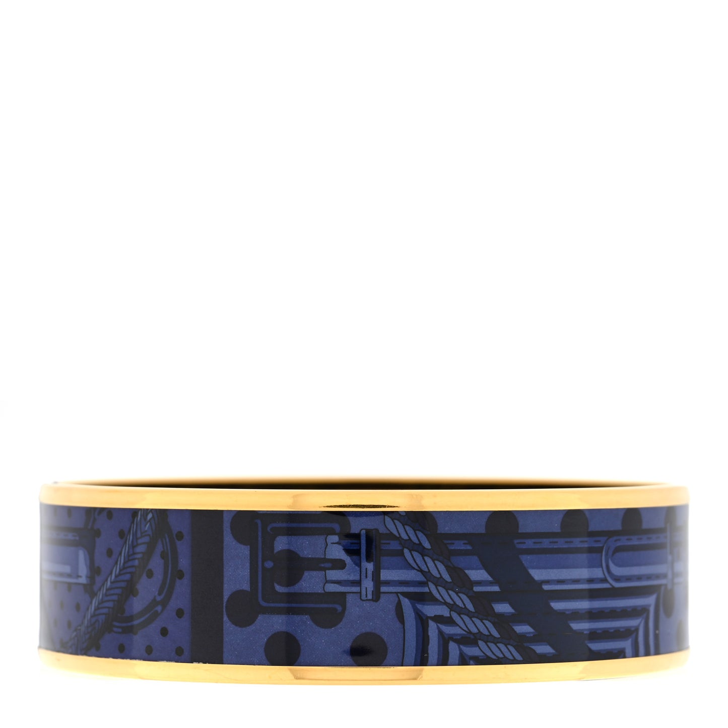Enamel Printed Wide Clic Clac A Pois Bracelet 65 Indigo